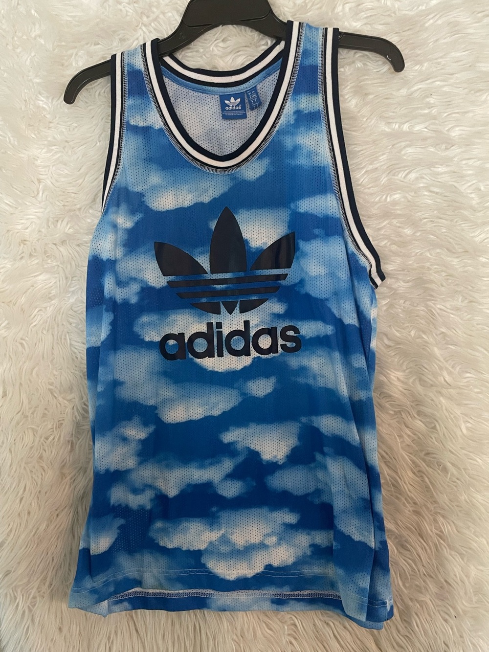 Adidas Men’s All Over Blue/White Cloud Tank Top. Size Large